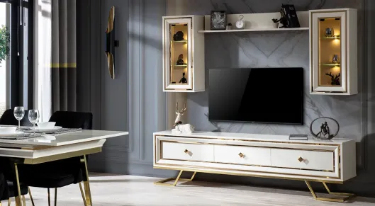 Product img 2, Palermo Metal Ayaklı Tv Ünitesi (Beyaz)